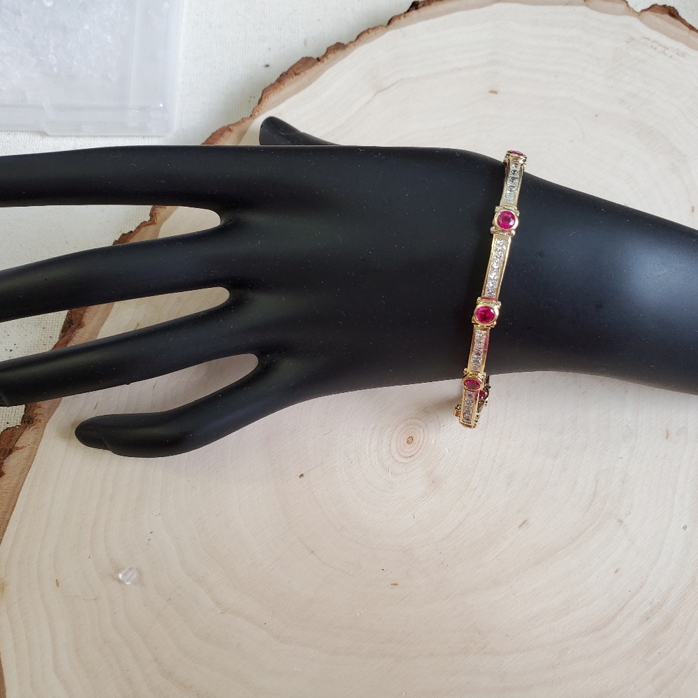 Sterling Silver 925 Ruby Bracelet - Picture 5 of 10